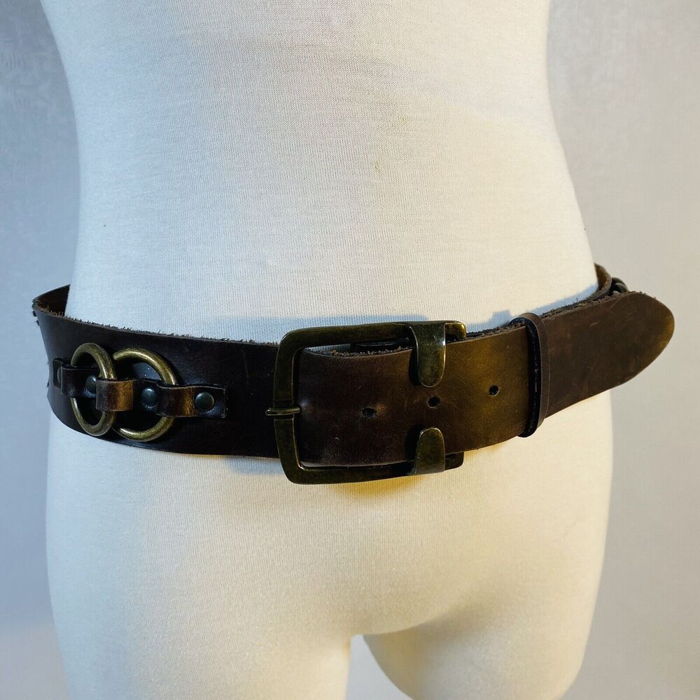 Marc Bernstein Handcrafted Brown Leather Belt M